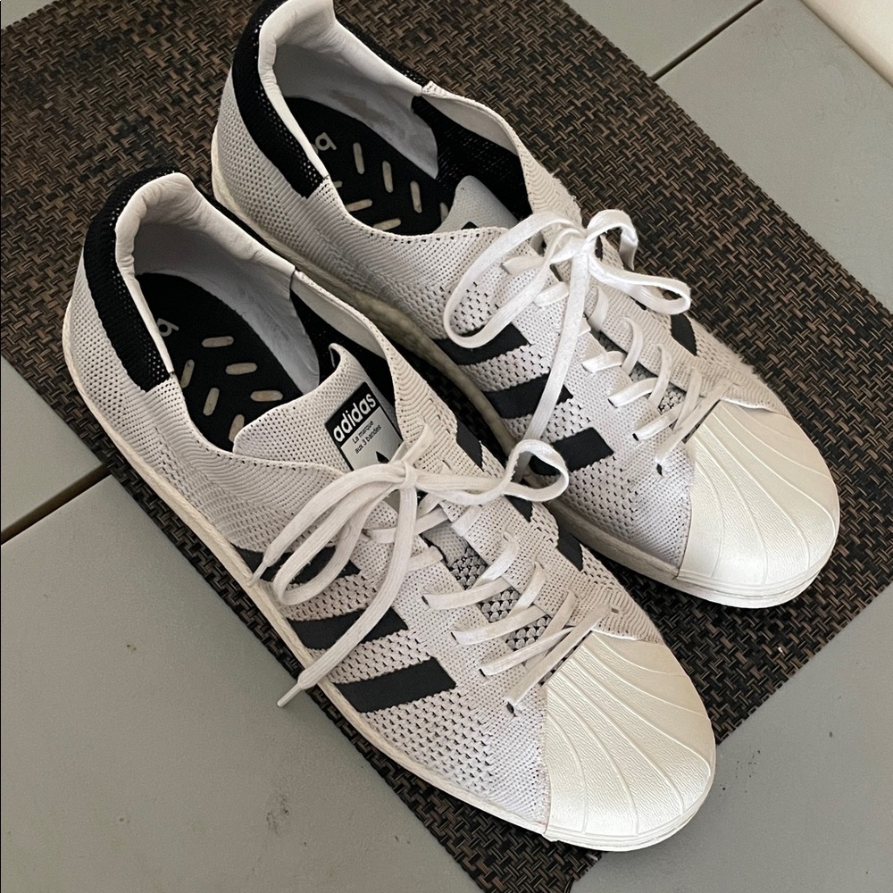 Adidas Superstar 80s Primeknit in white and black with a Boost sole